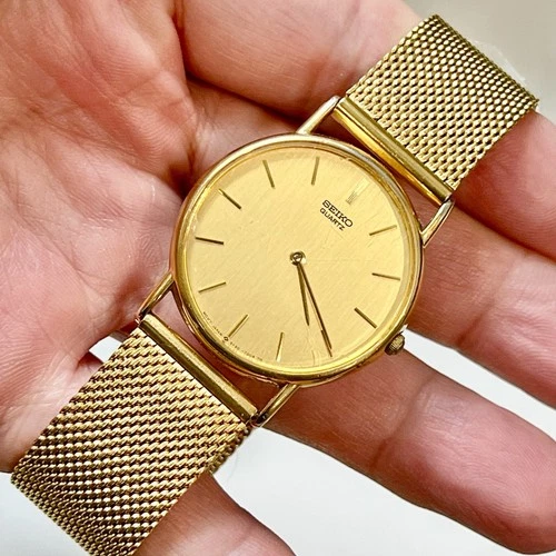 Vintage Seiko Men's 32mm Gold Tone Case Quartz Watch 5Y30-7009 NEW BATTERY/BAND!