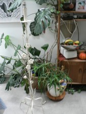 Vintage Metal Floor Lamp Cream Ivy Floral Rustic Painted Tole