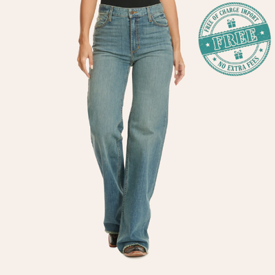 #ad Kimes Ranch Women#x27;s Olivia Medium Wash High Rise Raw Hem Wide Leg Jeans $81.99