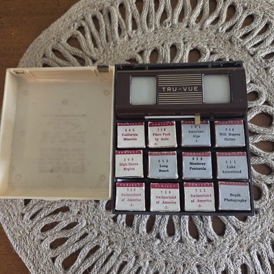 Vintage Tru-Vue Stereoscope Stereoview Viewer Toy & 12 Film Strips Lot / Read