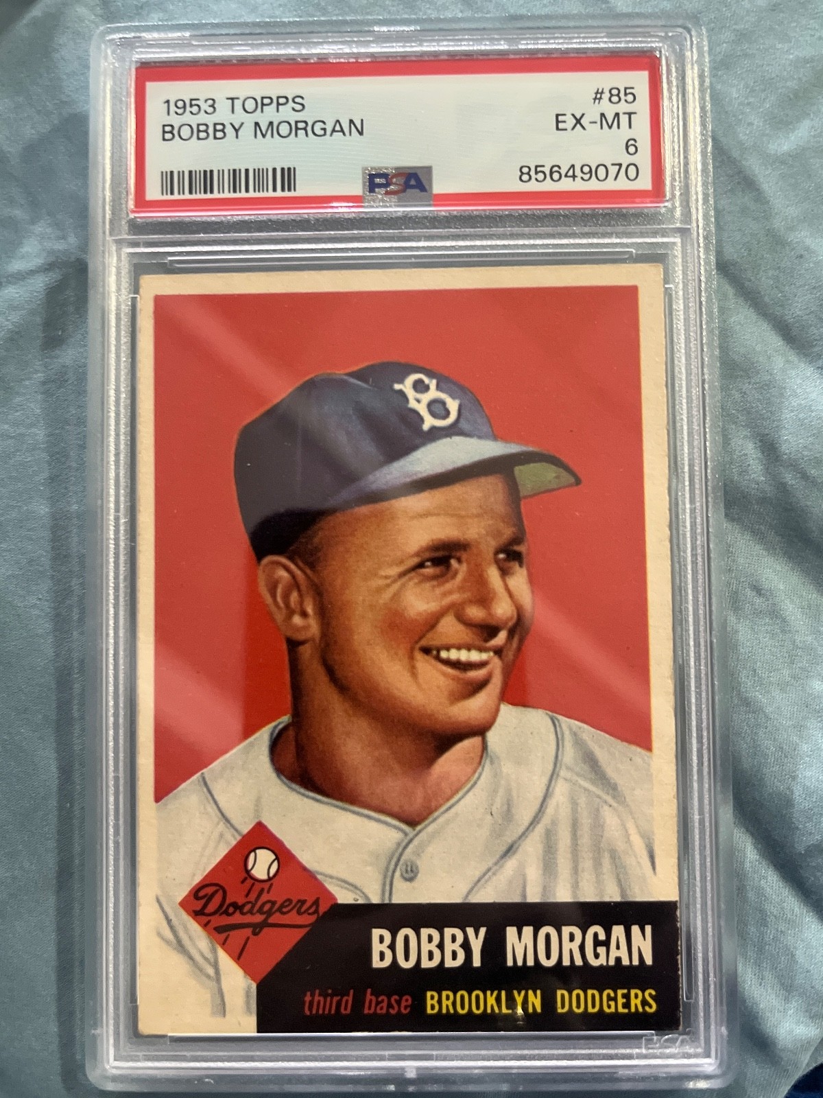 1953 Topps Bobby Morgan #85 *Dodgers* PSA 6 EX-MT