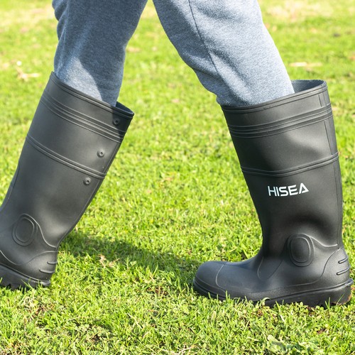 HISEA Men's Rain Boots w/Steel Shank Waterproof Garden Fishing Outdoor Work Boot - Picture 10 of 51