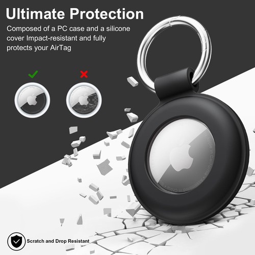 AirTag Holder Case Keychain Air Tag Holder, black/blue/pink/green  - Picture 6 of 7