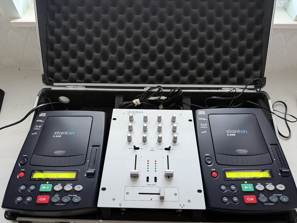 Stanton S-300 CD Player x2 SMX-211 DJ Mixer Set Hard Case Tested