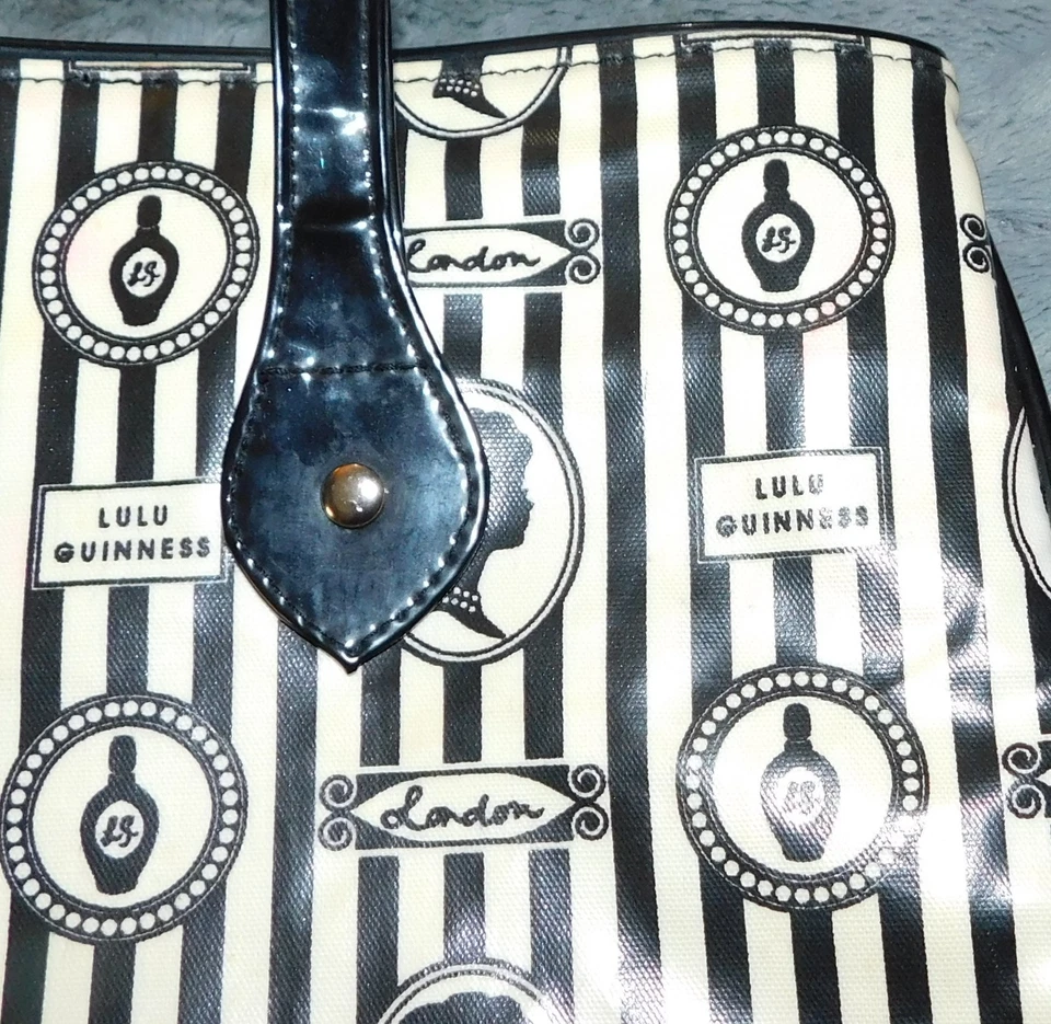 Bolso de Mano Lulu Guinness Negro y Marfil-Blanco London Silhouette, Cartera Grande Foto 3 de 4