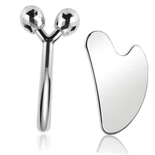 Face Massager, Metal Roller Gua Sha Facial Tools for Face Neck Eye Body Skin 