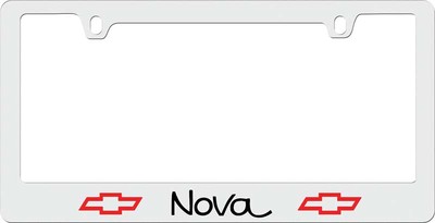 Nova Script Letters License Plate Frame With Two Red Bow Ties Chrome E9231160