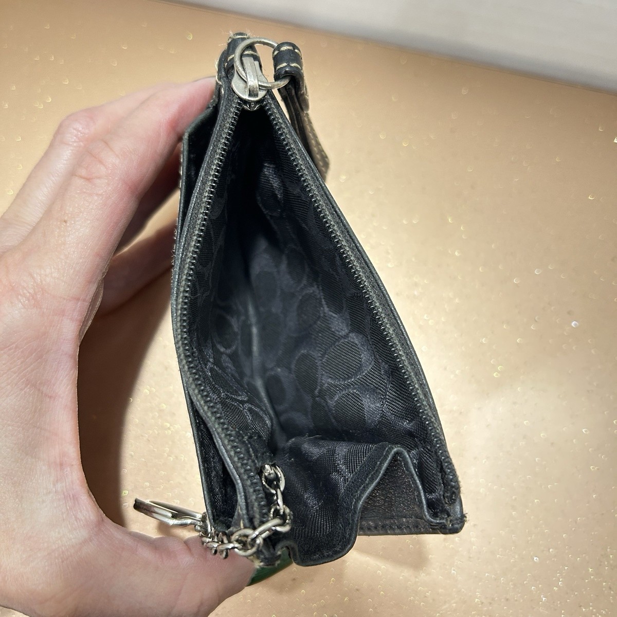 Vintage COACH Legacy Mini Skinny Signature I.D Case Wallet w Key