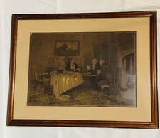 Walter Dendy Sadler Colored Etching CARD PLAYERS Framed Under Glass Art Gallery