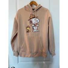 Peanuts Snoopy Woodstock Camping Hoodie Tan Pure Satisfaction Graphic Sweatshirt