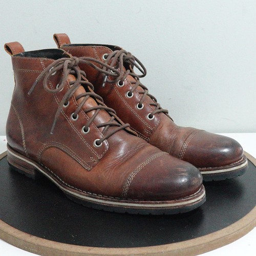 Helm Hollis Stiefel Herren Größe 9 Braun Leder Kappe Zehe Schnürung Handgefertigt Robust USA - Bild 2 von 12