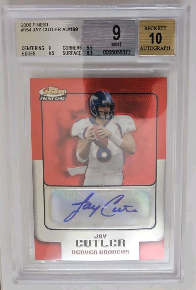 Jay Cutler 2006 Finest Rookie Autograph #58/199 Graded BGS 9 Auto 10 RC #154