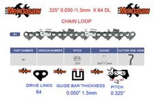  CHAINSAW CHAIN 15" 38CM FITS HUSQVARNA 242XP 455 EL16 133  0.325X050X64 D LINKS