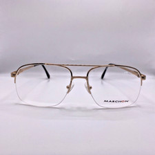 Marchon M 118 714 Gold Aviator Metal Semi Rim Optical Eyeglasses Frame 59-17-145
