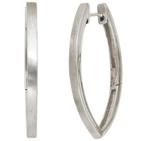 Paar Ohrringe Creolen Creole 37Mm Aus 925 Silber Mattiert Spitzoval Damen