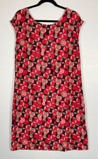 Banana Republic Dress Womens Large Red Pink Black Geometric Sheath Short Sleeves