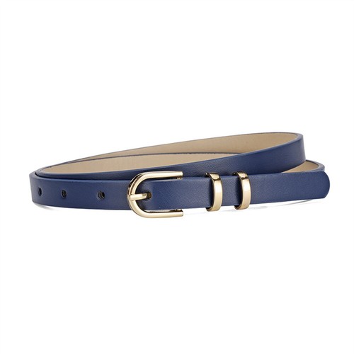 Women Gold Metal Buckle Skinny Faux Leather Waist Belt Dress Narrow Waistband - Picture 9 of 9