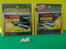 2 Western Family Twin Plus Lubricating Strip 10 Cartridges Each New & Sealed