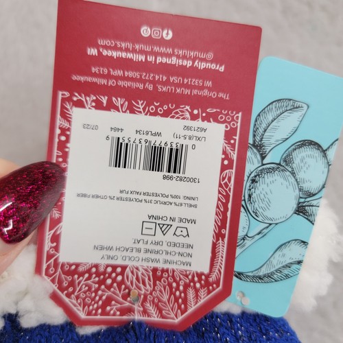 NWT MUK LUKS Slipper Socks L/XL (8.5 x 11) Infused with Shea Butter Blue - Picture 5 of 5