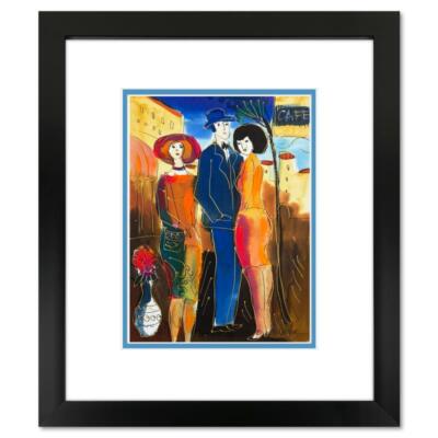 Moshe Leider, Framed Original Mixed Media Watercolor Painting, Hand Signed