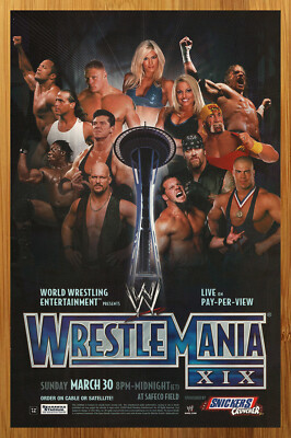 2003 WWE WrestleMania XIX Print Ad/Poster The Rock Hulk Undertaker Steve Austin