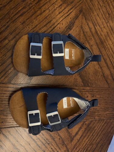 Carters Infant Girls Shoes Buckle Navy Blue Sandals Cork 3-6 Month - Picture 1 of 4