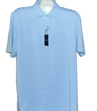 Peter Millar Crown Crafted Men's Blue White Striped T-Shirt Polo Size XL