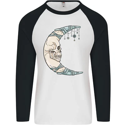 Steampunk Mond Schädel Herren L/S Baseball Maglietta - Bild 1 von 4