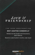 LOVE AND FRIENDSHIP movie script reproduction; For Your Consideration version