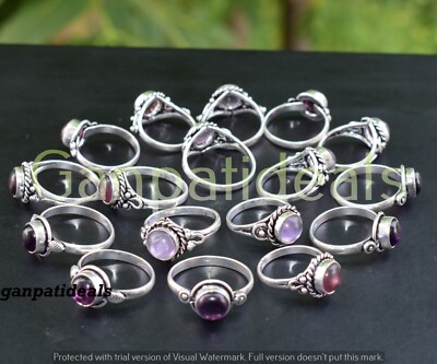 Amethyst Gemstone Ring Wholesale Lot 925 Sterling Silver Plated