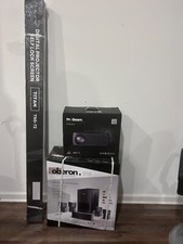 home theater system with speaker, projector and screen