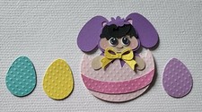 First Easter Baby Girl Pink Egg Black Hair. Scrapbook, Card Making Paper Piecing