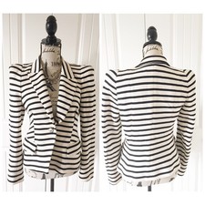 Zara Nautical Sailor Stripe Jersey Boyfriend Blazer Size S Fits Uk 6-8