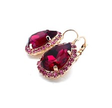 Mariana Earrings My Treasures Coll. Adorable Fuchsia  Rose Austrian Crystals