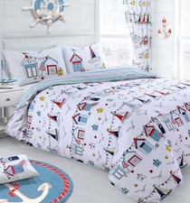 Nautical Seagull Duvet Cover Bedding Set Beach Anchor Sail Boats White Duvet Set