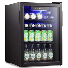 2.6 Cu.ft Beverage Refrigerator Cooler, 100 Can Mini Fridge with Glass Door