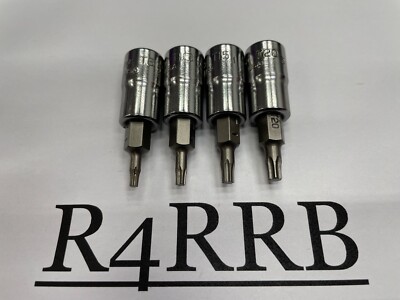 Snap-on Tools USA NEW 4 Piece 1/4'' Drive T8 T10 T15 T20 TORX Bit Socket LOT SET
