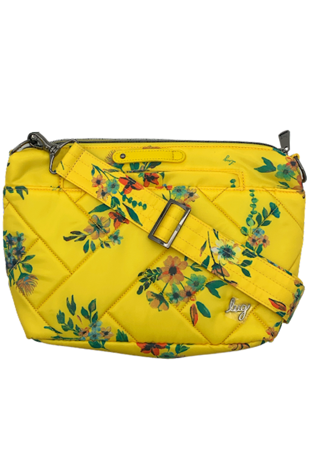 Lug RFID Quilted Crossbody with Printed Strap Bouquet Yellow eBay