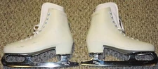 Lange Fantasy Womens Figure Skates White Size 7 with Astra ICM 9-1/3 Blades