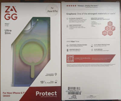 Zagg Milan Snap Case Ultraslim 13Ft/4M Drop Protection iPhone 15 Plus Iridescent
