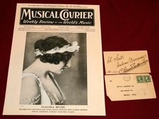 Beautiful Opera Singer Claudia Muzio 1918 Photo  1922 Autographed Signed Card 