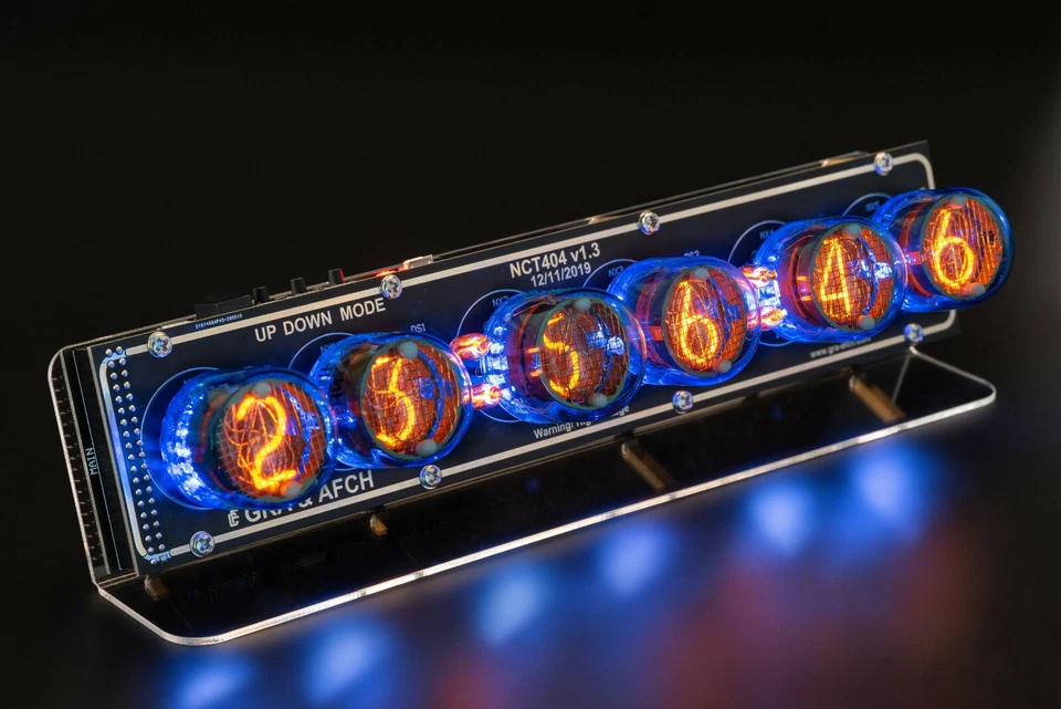 IN-4 Nixie Tubes Clock BLACK board with Sockets Temp F/C 12/24H on Acrylic Stand - Image 3 of 4