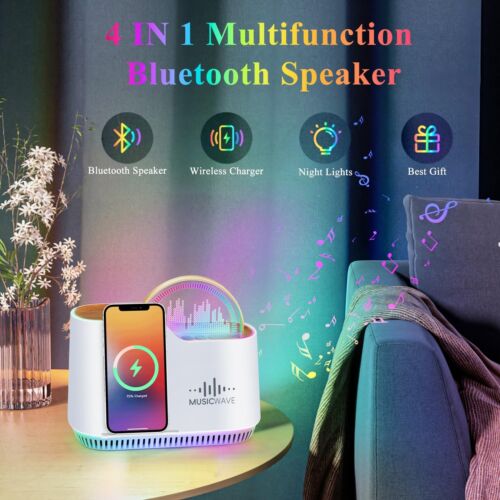 Cordless Rechargeable Table Night Light Bluetooth Speaker with Lights, 15W Wi... - Picture 2 of 8