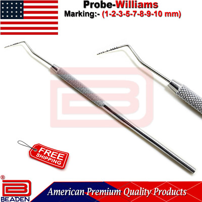 Periodontal Williams Probe Color Coded Marking Pocket Depth Measuring Beaden  CE