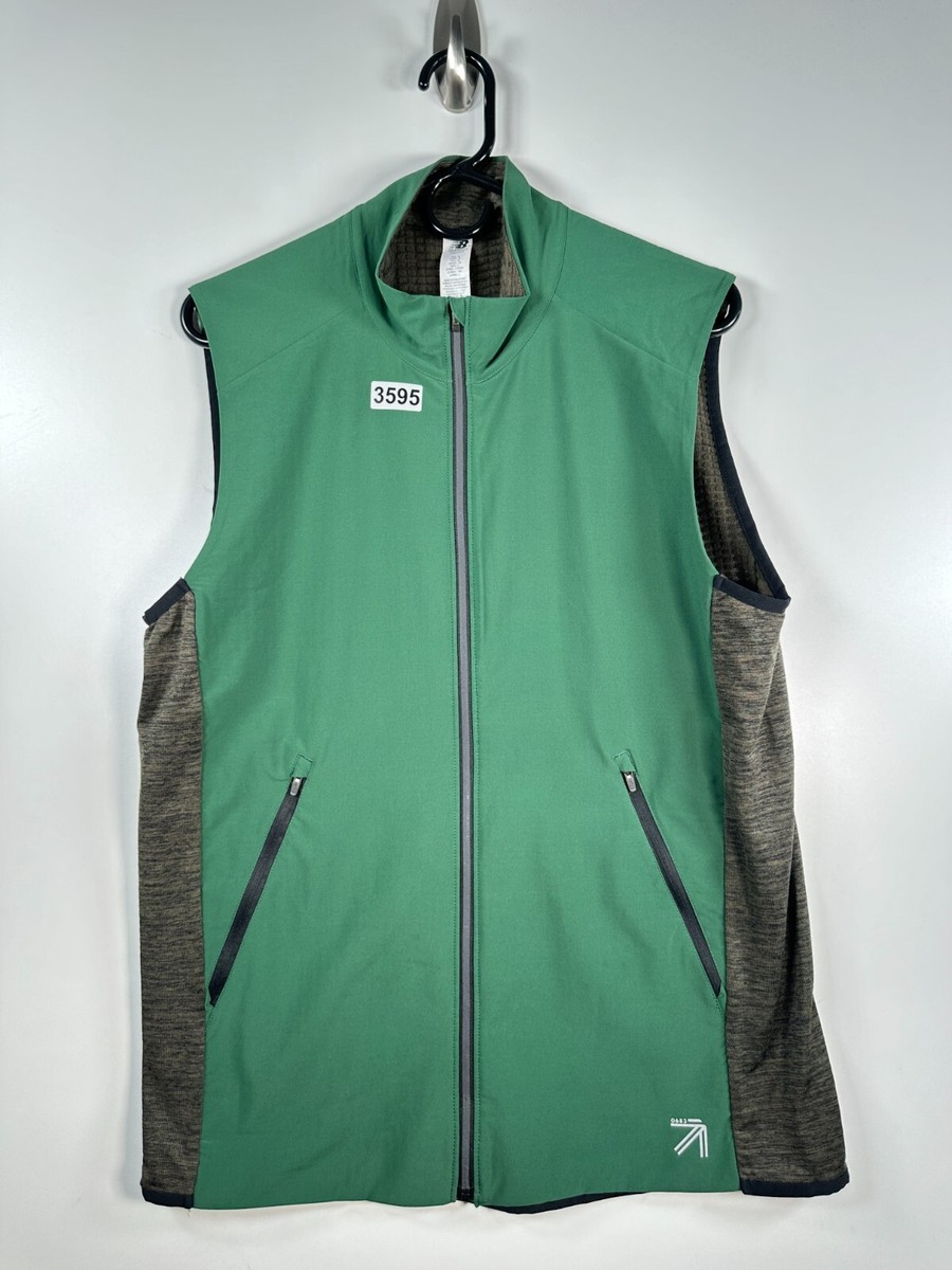 New Balance Mens Full Zip Mock Neck Sleeveless Heat Vest Green