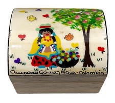 Small Trinket Chest 2 Pc Tooth Fairy Box Love Keep Colombia Native Village Woman