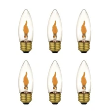 Royal Designs, Inc. Flicker Candelabra Style LED Light Bulbs, 3 Watts, Set of 6