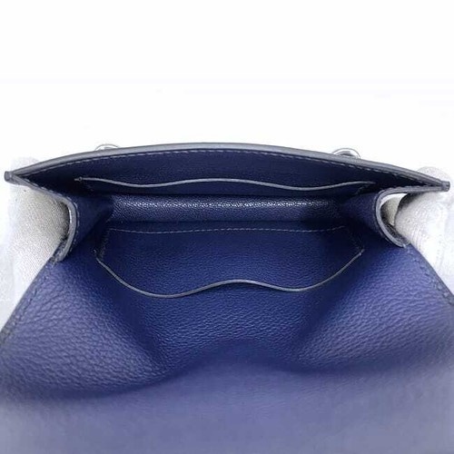Hermes Wallet Ruri Slim Wallet f-23106 Navy Silver Hardware Good Condition - Picture 7 of 10