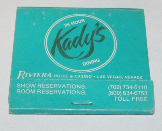 VINTAGE Full Matchbook Casino & Hotel Riviera Las Vegas Nevada NV Kady's Dining