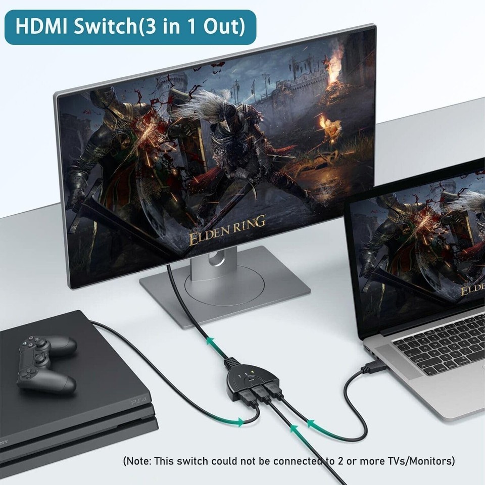New HDMI Switch 3 In 1 Out, 3 Port HDMI Switcher, HDMI - Foto 12
